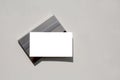 Blank business card on holder with clipping path. Royalty Free Stock Photo