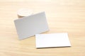 Blank Business card Mock up with blank wooden round piece, Business corporate identity presentation, Clipping path on business ca