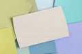 Blank business card mockup on Multicolor paper card palette Texture background Royalty Free Stock Photo