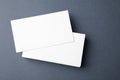Blank business cards on dark grey background. Mock up for design Royalty Free Stock Photo