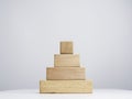 Blank business chart steps made by stack of wooden cube blocks