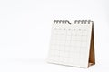 Blank Calendar Isolated on White Royalty Free Stock Photo
