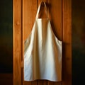 Blank Canvas Apron Hanging on Wooden Door Royalty Free Stock Photo