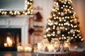 Blank Canvas for Christmas Creativity Empty Defocused Christmas Room with Ample Copy Space. created with Generative AI Royalty Free Stock Photo