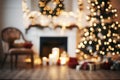 Blank Canvas for Christmas Creativity Empty Defocused Christmas Room with Ample Copy Space. created with Generative AI Royalty Free Stock Photo