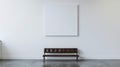 A blank canvas hanging on a crisp white wall inviting viewers to envision their own interpretation of the piece. .