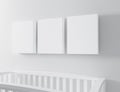 Blank canvas mockup with baby cot Royalty Free Stock Photo