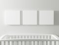 Blank canvas mockup with baby cot Royalty Free Stock Photo