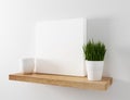 Blank canvas mockup floating shelf