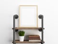 Blank canvas mockup floating shelf