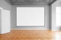 Blank canvas or picture frame hanging on white wall in empty room Royalty Free Stock Photo