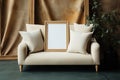 Blank canvas Picture frame reclines gracefully atop a soft, inviting cushion