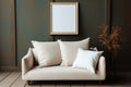 Blank canvas Picture frame reclines gracefully atop a soft, inviting cushion