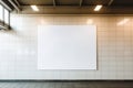 Blank Canvas Poster Board Hangs On Wall In Railway Station, Waiting To Be Adorned With Information O