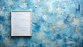 Blank Canvas on Textured Blue and Beige Background for Artistic Display. Generative AI Royalty Free Stock Photo