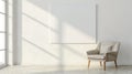 Blank canvas on a wall with sunlight and chair Royalty Free Stock Photo