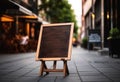 Blank canvas for your menu: Freestanding restaurant signboard with copyspace and selective focus, generative AI Royalty Free Stock Photo