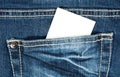 Blank card in blue jeans pocket Royalty Free Stock Photo