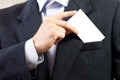 Blank card in businessmen hand Royalty Free Stock Photo