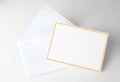 Blank card decorated with yellow frame and blue envelope Royalty Free Stock Photo