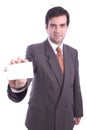 Blank card holded by a businessman