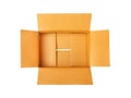 Blank cardboard box open  top view isolated on white background , clipping path Royalty Free Stock Photo