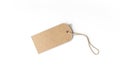 Blank cardboard price tag or label with thread isolated on Royalty Free Stock Photo