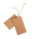 Blank cardboard rectangle tag with untied rope, isolated on white Royalty Free Stock Photo