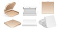 Blank carton pizza boxes - modern vector isolated clip art