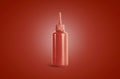 Blank catsup squeeze sauce bottle mockup, red background Royalty Free Stock Photo