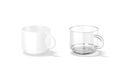 Blank ceramic and glass 8 oz mug mockup stand, side view Royalty Free Stock Photo