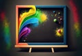 Blank Chalk board with colorful rainbow for kid education concept Generative AI