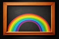 Blank Chalk board with colorful rainbow for kid education concept Generative AI