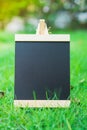 Blank chalkboard on green nature with copy space for your text m Royalty Free Stock Photo