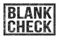 BLANK CHECK, words on black rectangle stamp sign