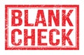 BLANK CHECK, words on red rectangle stamp sign