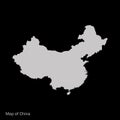 Blank china map on black background. Flat china map