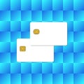 Blank Chip Credit Card on Abstract Blue Background Royalty Free Stock Photo