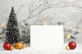 Blank Christmas card. Blank photo frame and Christmas decoration Royalty Free Stock Photo