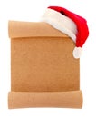 Blank christmas scroll witch Santa hat. Royalty Free Stock Photo