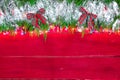 Blank Christmas sign snowy garland border Royalty Free Stock Photo