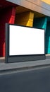 Blank Citylight Billboard Mockup on a Modern Colorful Street - AI generated Royalty Free Stock Photo