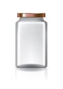Blank clear square jar with copper lid medium high size for supplements or food product.