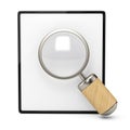 Blank clipboard and magnifier