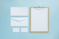 Blank clipboard mock up on pastel color background