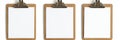 A blank clipboard with a plain paper sheet on a white background is available as a cutout image file and mockup template Royalty Free Stock Photo