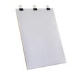 Blank clipboard surface. Clipboard with empty A4 size papers and black paper binder clips. Isolated on white background. Royalty Free Stock Photo