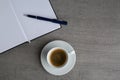 booklet, pencil and coffee cup Royalty Free Stock Photo