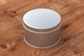 Blank metal round tin container box Royalty Free Stock Photo