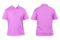 Blank clothing for design. Pink polo shirt, clothing on isolated white background, front and back view, isolated white, plain t- Royalty Free Stock Photo